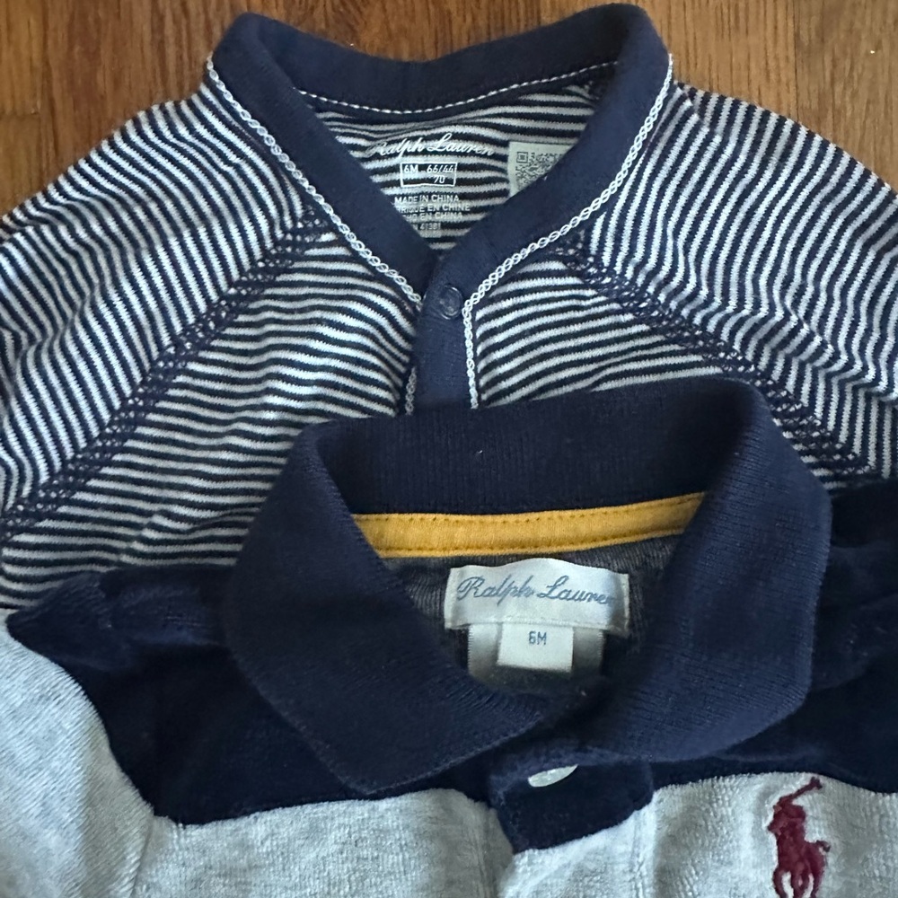 Ralph Lauren Striped and Solid Baby Polo Set